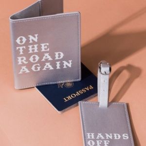 Silver Passport & Luggage Tag Combo Vegan Leather